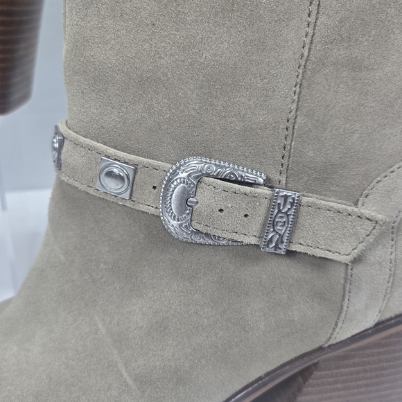 Lucky Brand SOGN buckled Block Heeled Suede Leather Western Boots Size 9 1/2 9.5 - Picture 9 of 16